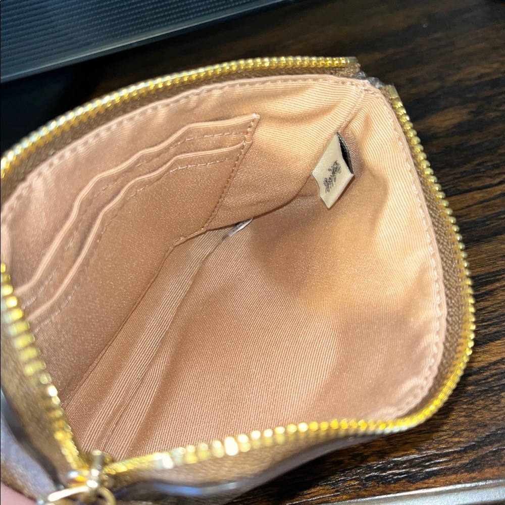 Coach Gold and Brown Signature Wristlet - Picture 5 of 8